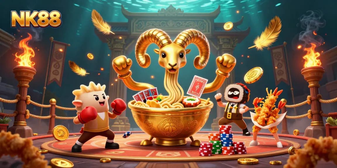 NK88 promotes exciting gameplay in a vibrant casino scene with characters and gold coins.