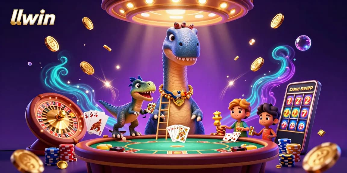 Experience big wins with llwin while a fantastical brontosaurus interacts at the casino.