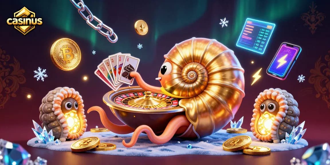 Casinous reveals a vibrant, animated casino scene featuring a giant nautilus roulette wheel and glowing crypto elements.