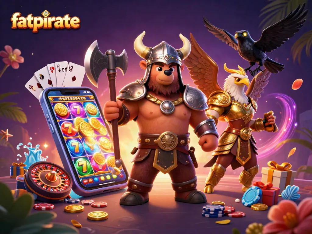 Join the adventure with fatpirate in a thrilling casino scene featuring dynamic slot action and pirate elements.