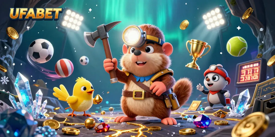 Experience thrilling sports action with UFABET in this vibrant 3D casino scene featuring sports elements.