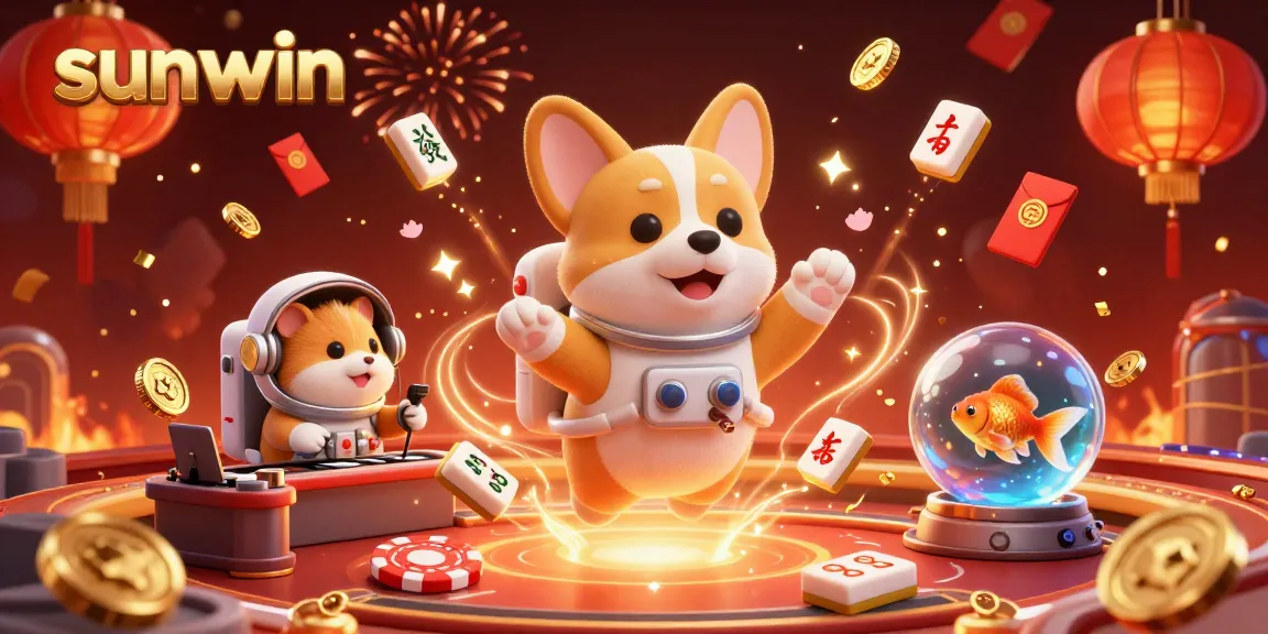 Experience thrilling gaming action at sunwin with a 3D astronaut corgi in a space casino.