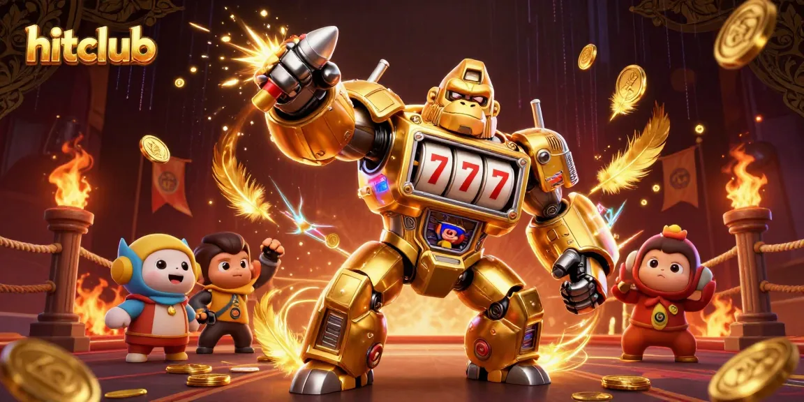 Experience nonstop action at hitclub with a dynamic 3D casino scene featuring a golden gorilla mech.